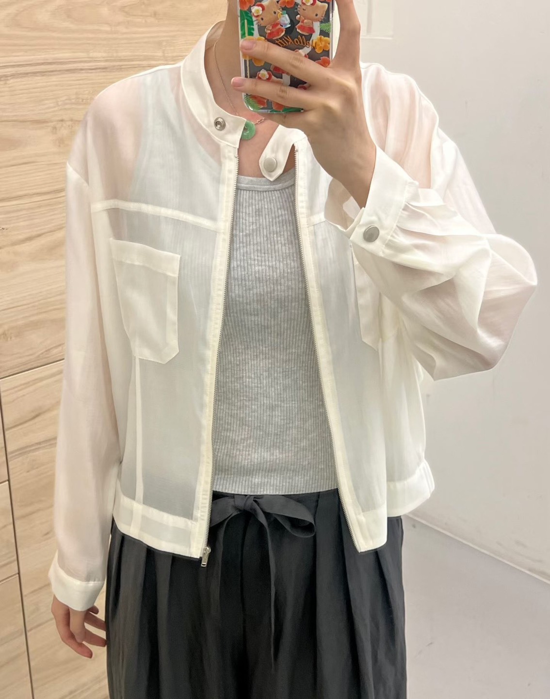 平口袋薄拉鍊夾克