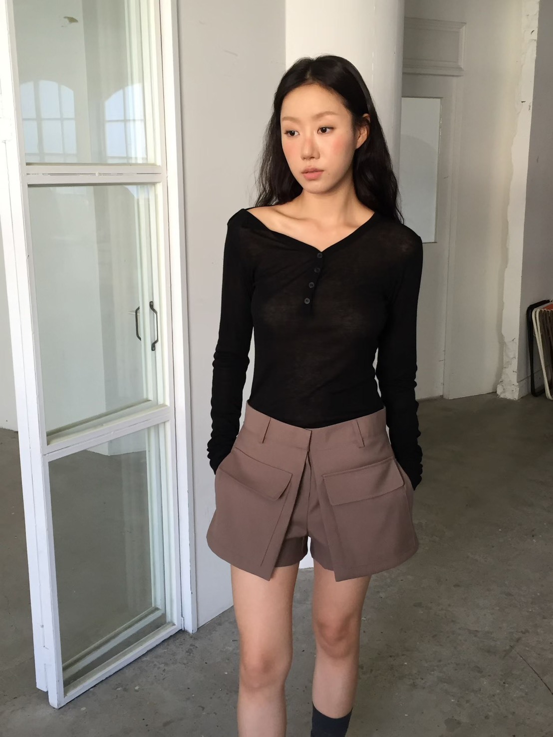 西裝口袋短褲裙
