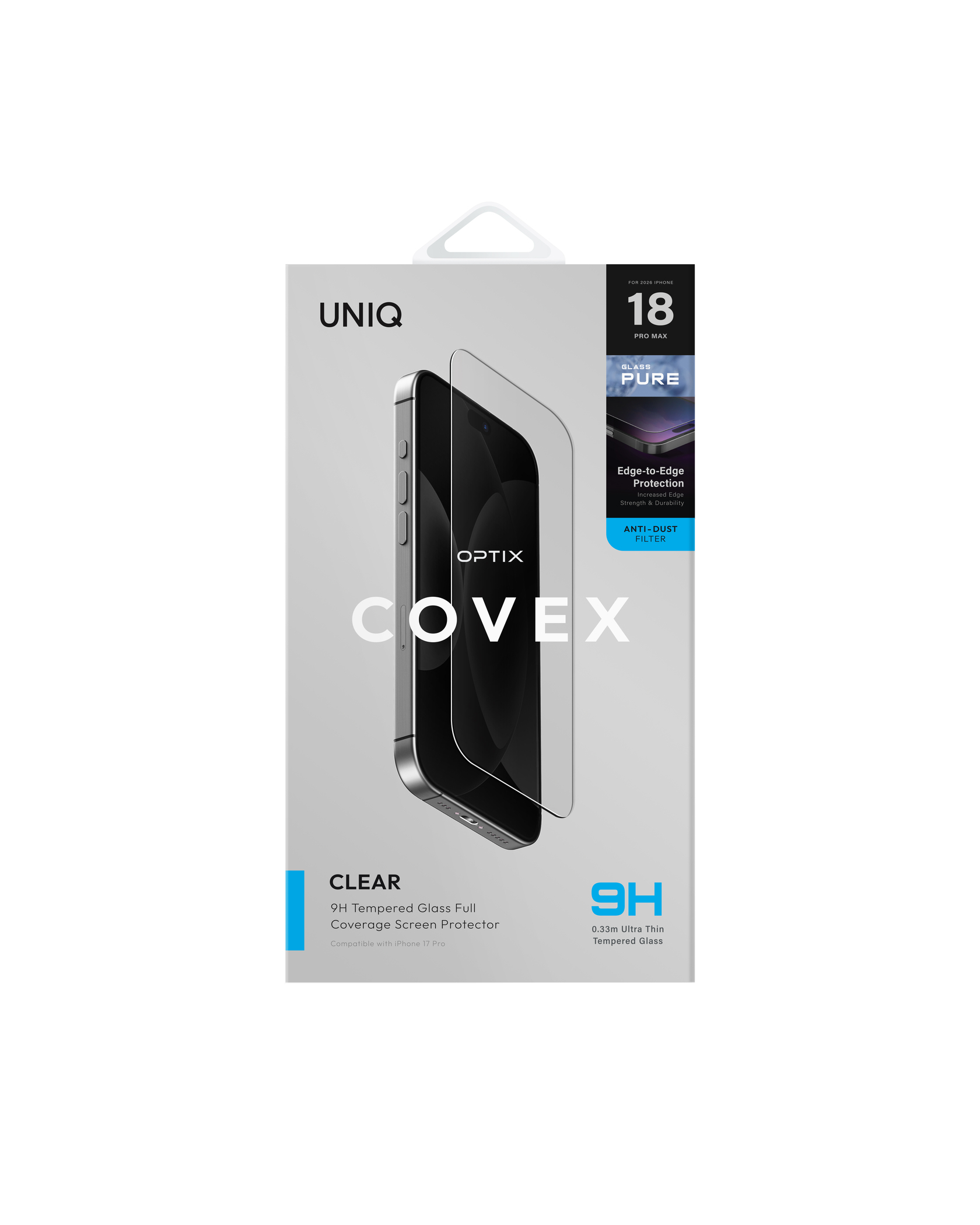 UNIQ-OPTIX Covex™ Pure Clear iPhone 18 超薄透明玻璃螢幕保護貼