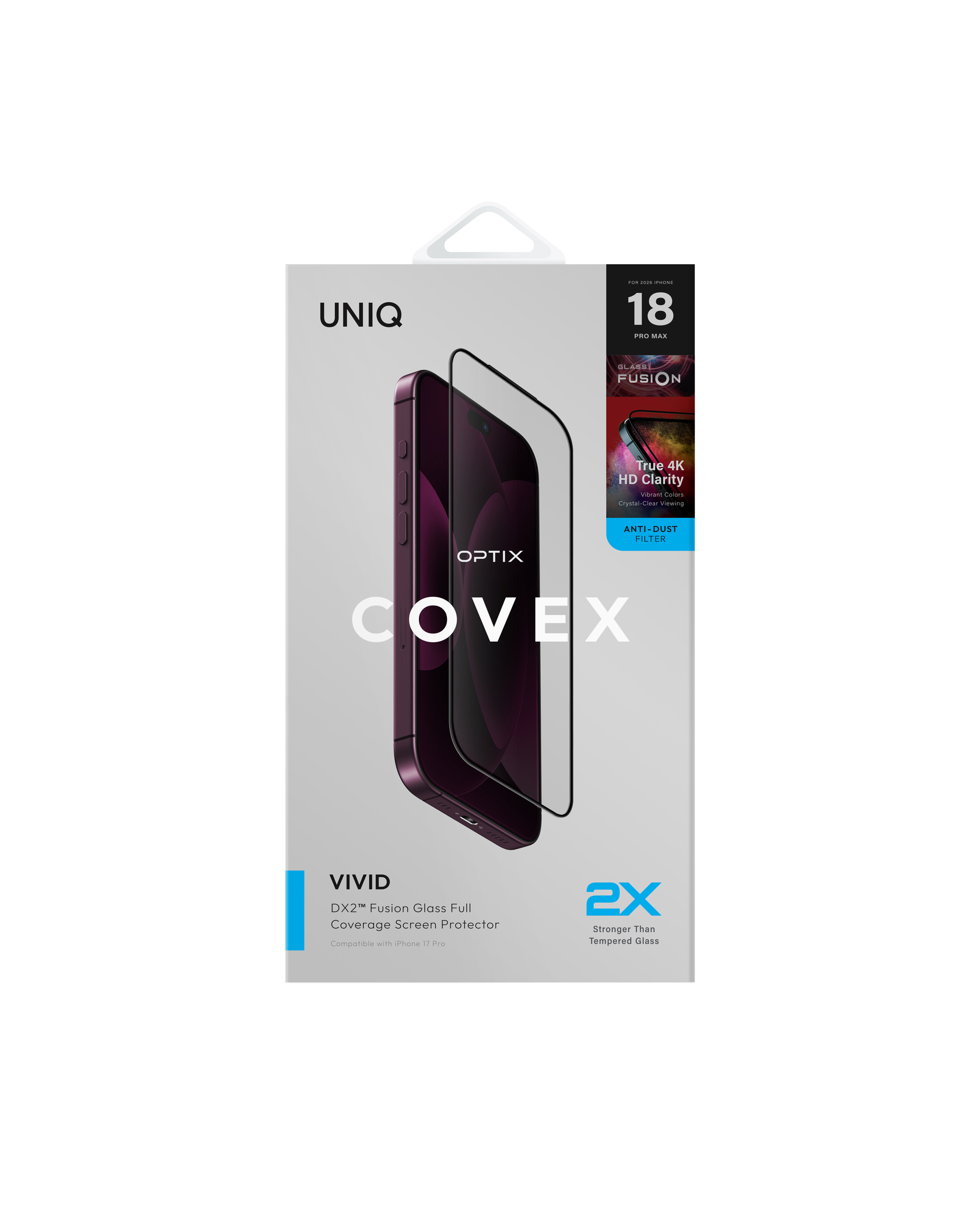 UNIQ-OPTIX Covex™ Vivid (DX2) iPhone 18 真彩清晰玻璃螢幕保護貼