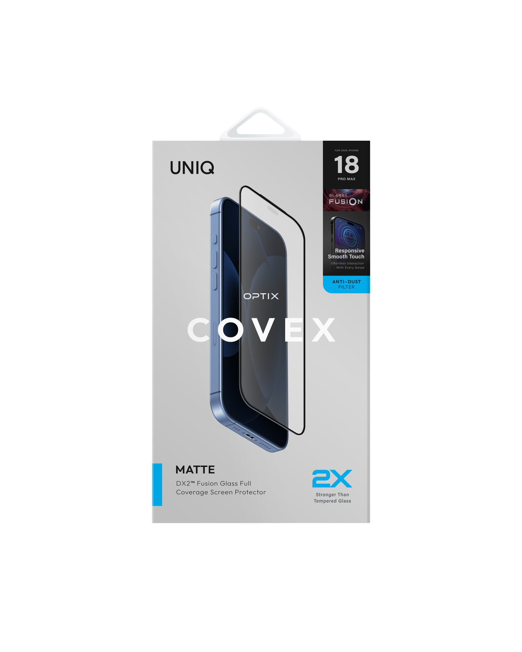 UNIQ-OPTIX Covex™ Matte (D2X) iPhone 18 磨砂黑邊玻璃螢幕保護貼