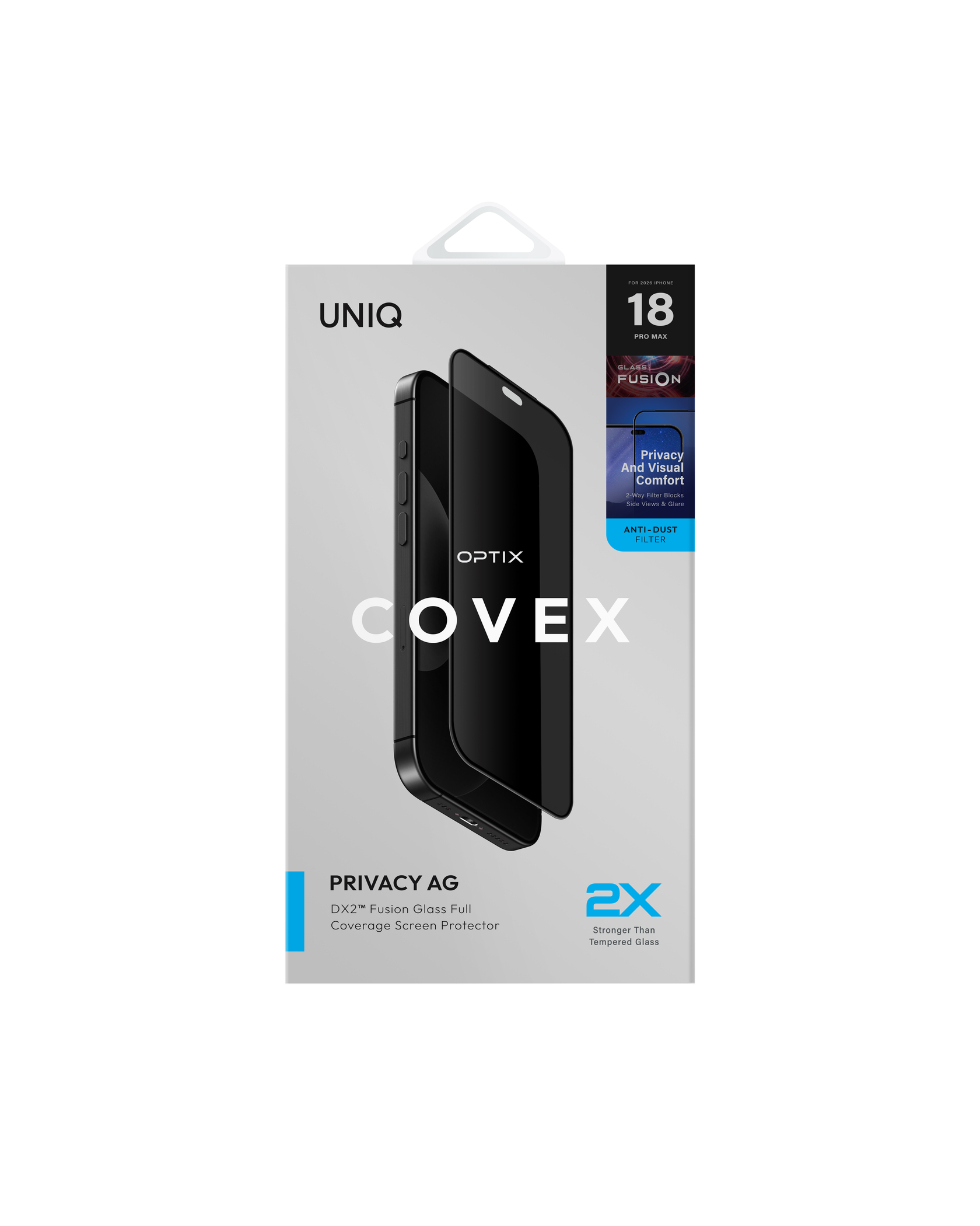 UNIQ-OPTIX Covex™ Privacy AG (DX2) iPhone 18 雙向防眩光防窺玻璃螢幕保護貼