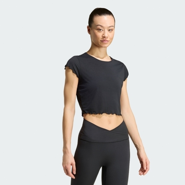 Adidas 愛迪達 Motion T-shirt KG1376 女 T恤 運動上衣 休閒短袖 黑 短版 吸濕排汗