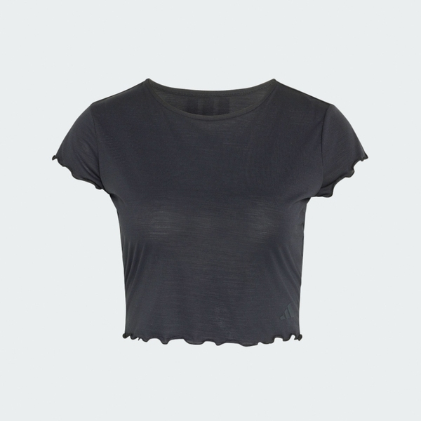 Adidas 愛迪達 Motion T-shirt KG1376 女 T恤 運動上衣 休閒短袖 黑 短版 吸濕排汗
