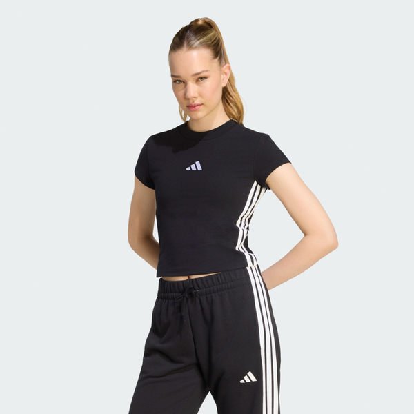 Adidas 愛迪達 W 3s Pad Baby T KR4039 女 T恤 運動上衣 休閒短袖 短版 黑