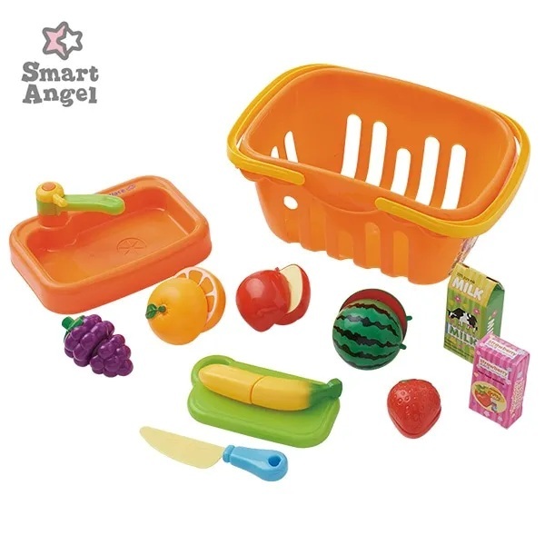 【Smart Angel】Fruit Basket Pretend Play Set (with Sink & Cutting Board) Approx. H14×W28×D18.5cm (3Y+)