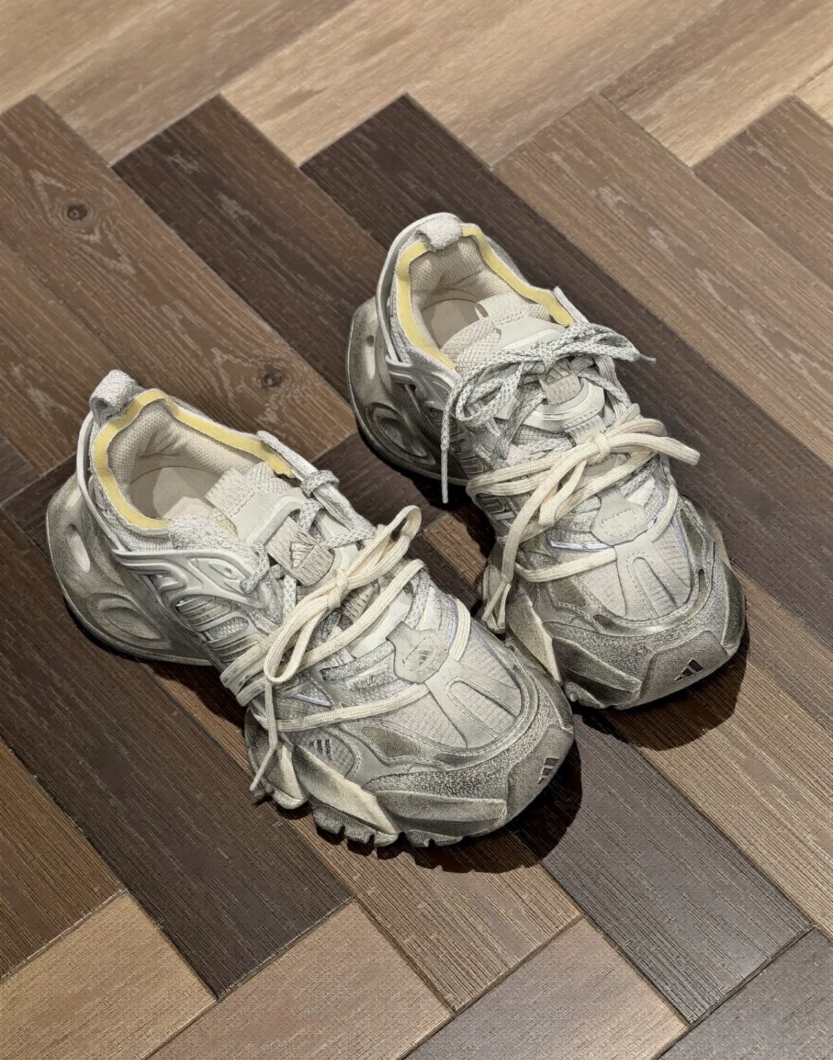 男女鞋 ADIDAS XLG RUNNER DELUXE 米灰 做舊 復古 厚底 雙鞋帶 運動鞋 髒髒鞋 老爹鞋 休閒鞋【JR9632】