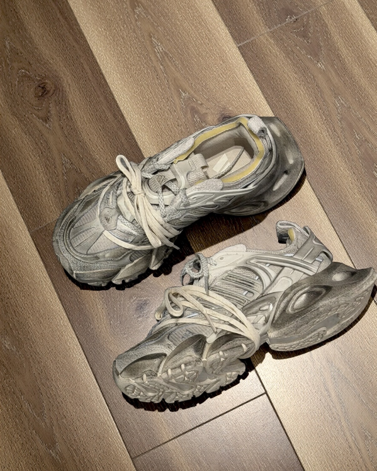 男女鞋 ADIDAS XLG RUNNER DELUXE 米灰 做舊 復古 厚底 雙鞋帶 運動鞋 髒髒鞋 老爹鞋 休閒鞋【JR9632】