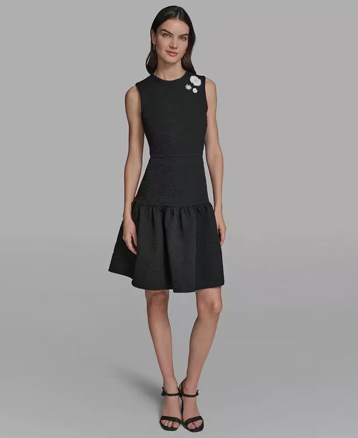 【預購】KARL LAGERFELD N090950 女裝花飾連衣裙 (黑色)