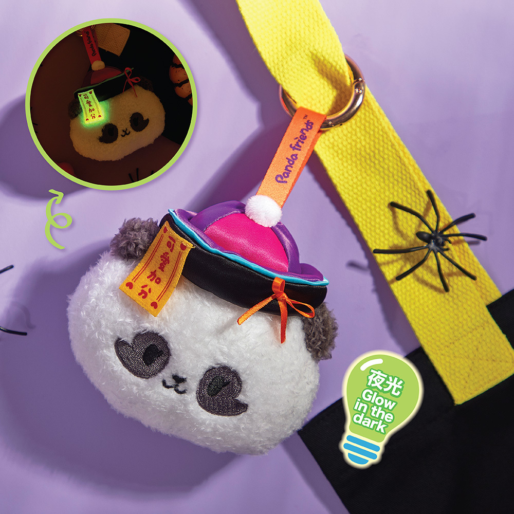 Panda Friends Elder Sister “Jia Jia” Halloween Chinese Hat Plush Keychain