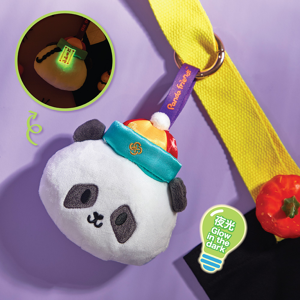 Panda Friends Little Brother “De De” Halloween Chinese Hat Plush Keychain