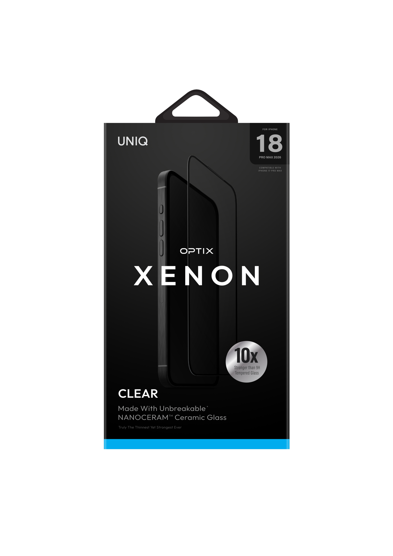 UNIQ-OPTIX Xenon Clear NanoCream™ iPhone 18 陶瓷抗破碎耐防刮防指紋玻璃螢幕保護貼