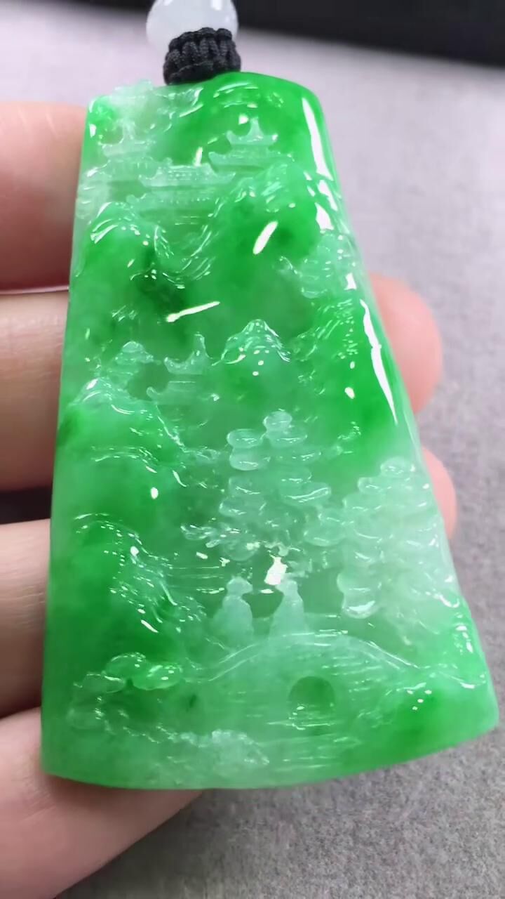 翡翠山水牌,天然翡翠A玉, 緬甸玉, Jade, Jadeite