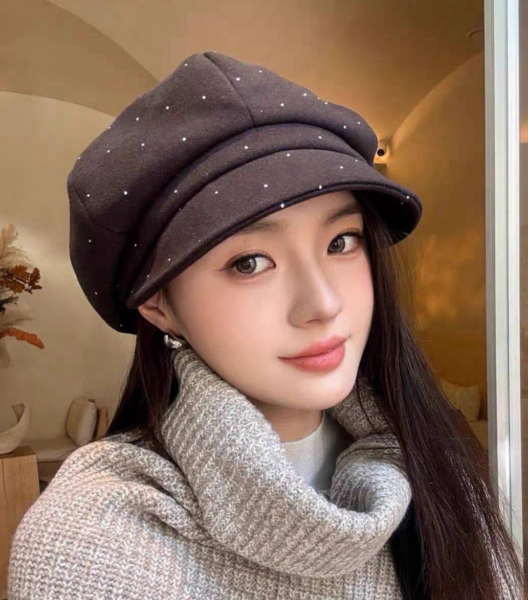 亮亮水鑽報童帽