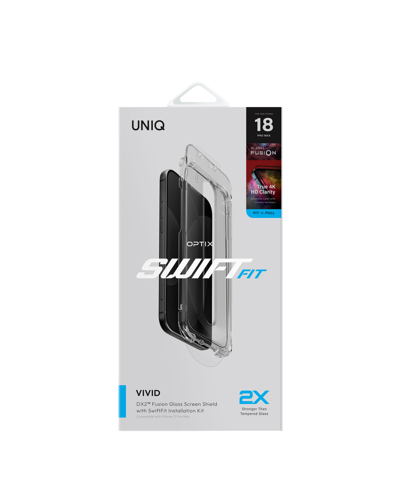 UNIQ-OPTIX SwiftFit Vivid (DX2) iPhone 18 快速無縫安裝玻璃螢幕保護貼