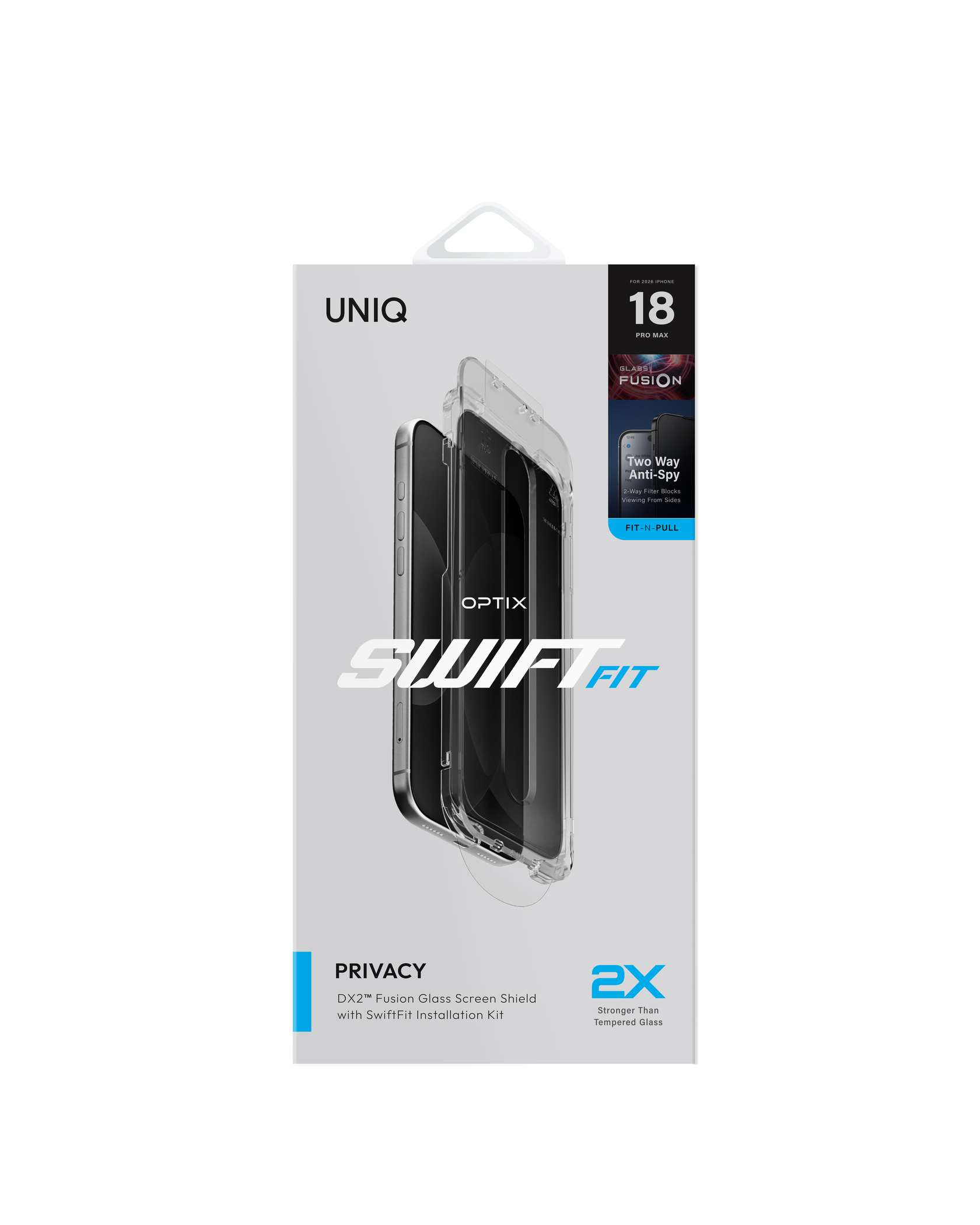 UNIQ-OPTIX SwiftFit Privacy (DX2) iPhone 18 快速無縫安裝防窺玻璃螢幕保護貼