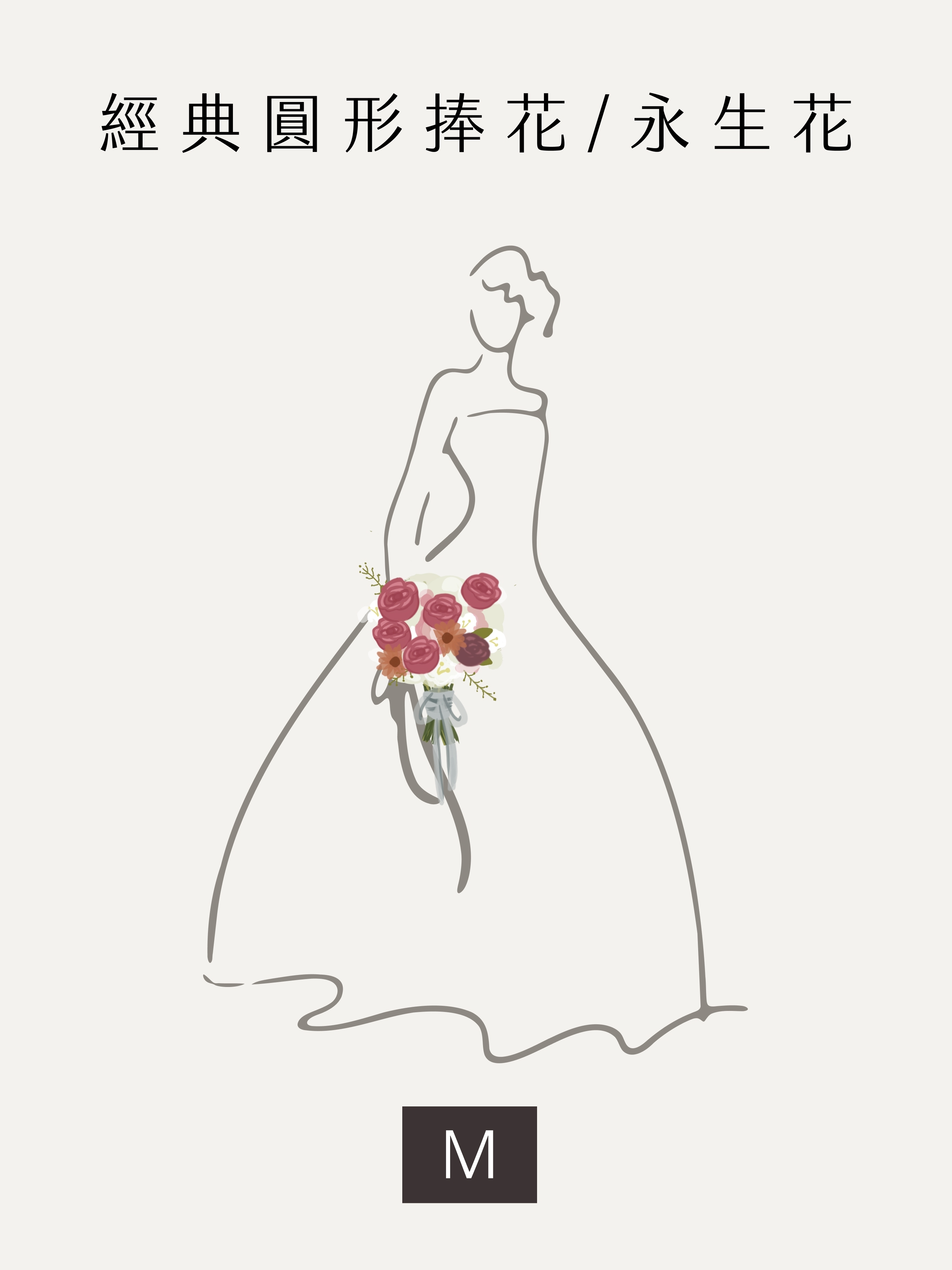 【設計師款】經典圓形 永生花捧花 M