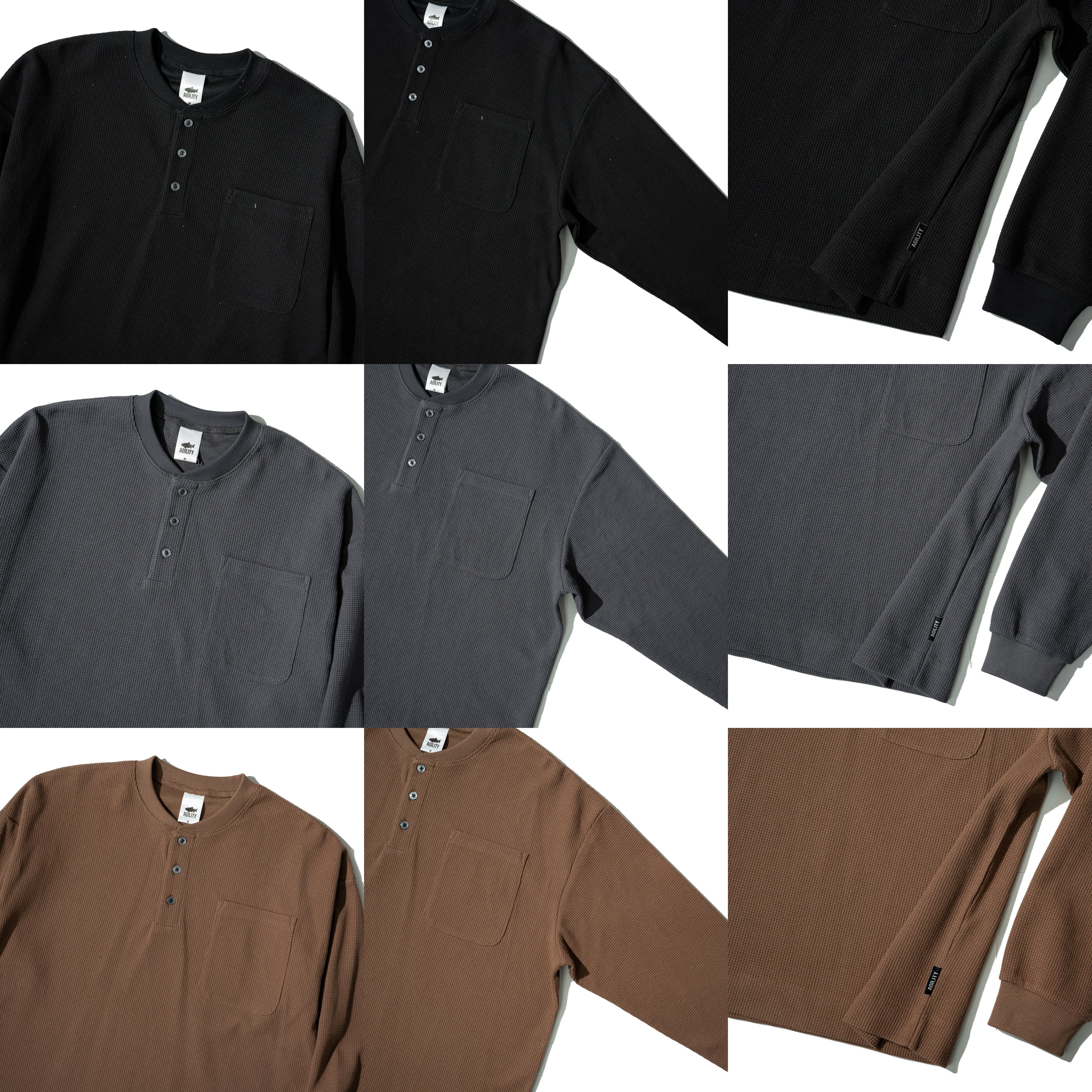 AGILITY Waffle Henley LS Tee 華夫格亨利領 長袖Tee [B-WH2]