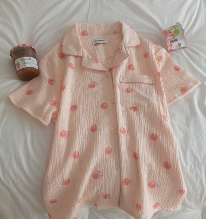 【韓國預購】 JUUNEEDU ZKR090909 Peach Yoru 短袖睡衣套裝