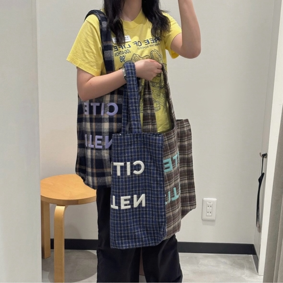 #預購 🇯🇵日本 CITEN 立體LOGO 格紋肩背托特包