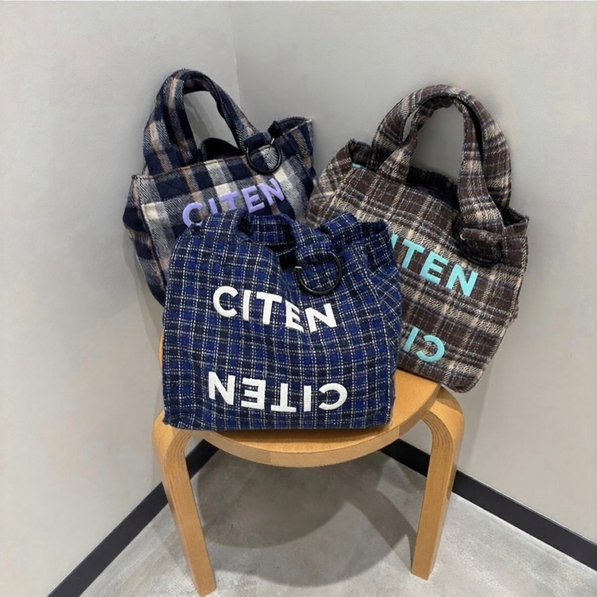 #預購 🇯🇵日本 CITEN 立體LOGO 格紋托特包 S號