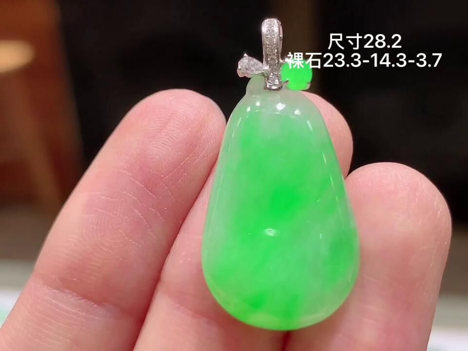 翡翠陽綠福瓜吊墜,天然翡翠A玉, 緬甸玉, Jade, Jadeite
