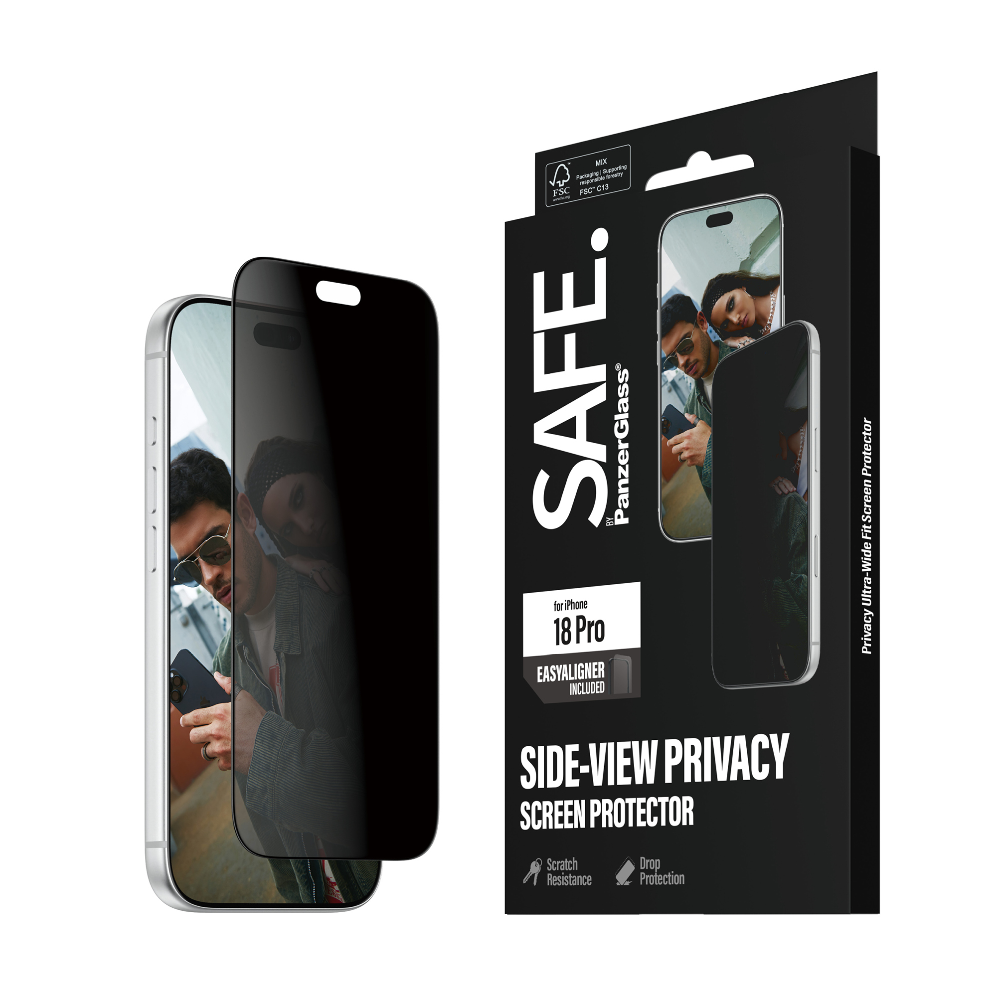 SAFE. by PanzerGlass® iPhone 18 Pro/Pro Max 雙向隱私超寬貼合螢幕保護貼連EasyAligner
