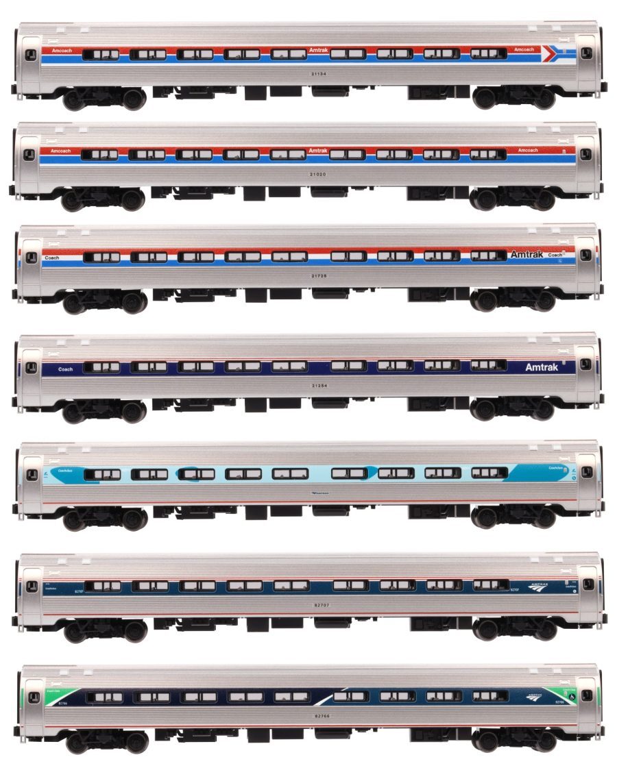 Kato 106-105 N scale Amtrak Amfleet I Coach 7 Car Set All Phases (Limited Edition)