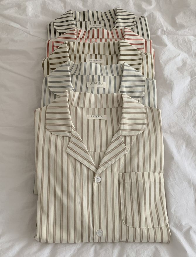 【韓國預購】 JUUNEEDU ZKR090916 Hay Stripe 短袖睡衣套裝