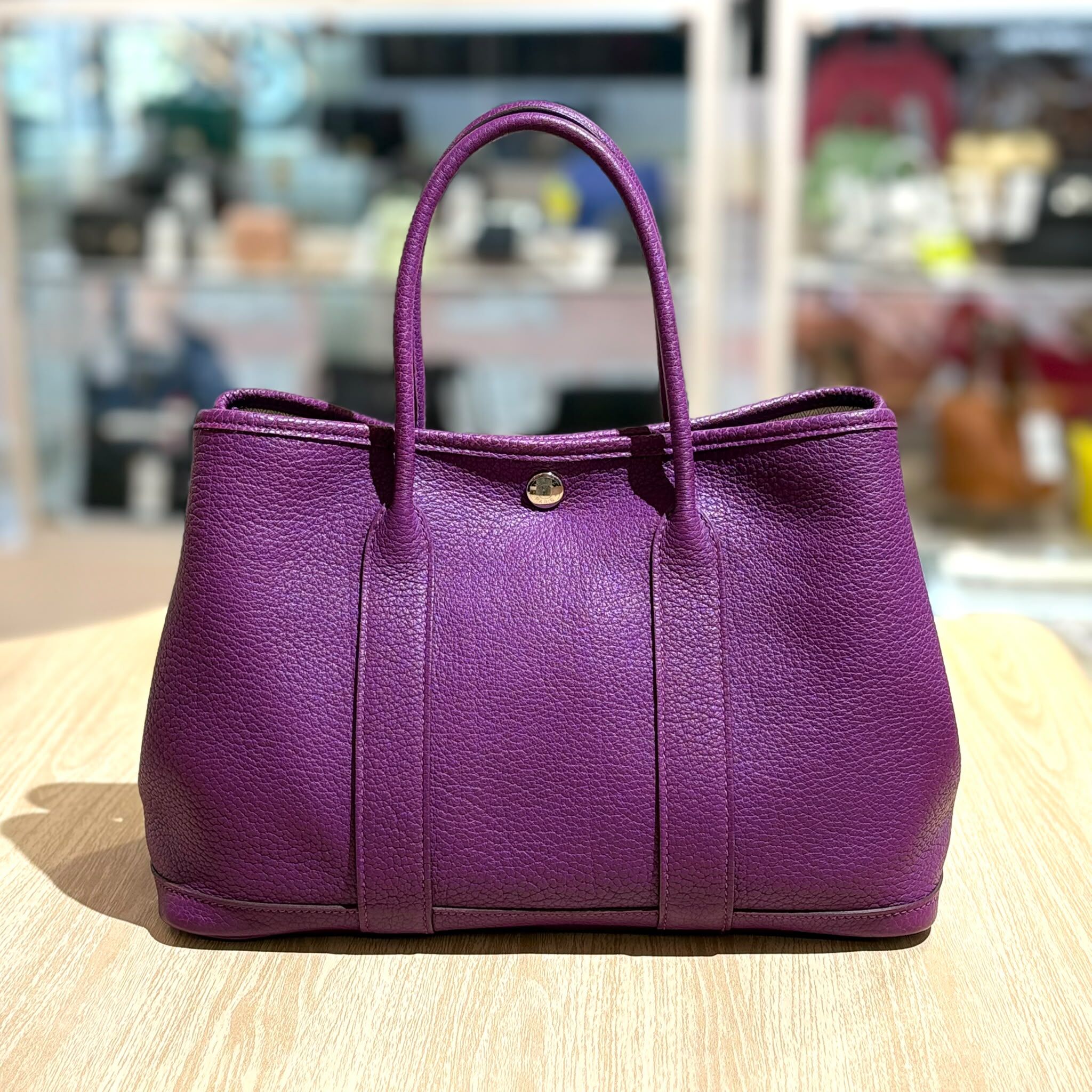 98%NEW二手HERMES GARDEN PARTY 30, P9海葵紫, Negonda皮, #GP30 #香榭站正品