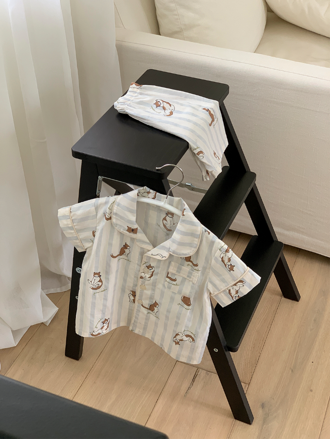 【韓國預購】 JUUNEEDU ZKR090919 Momo Striped 童裝短袖睡衣套裝