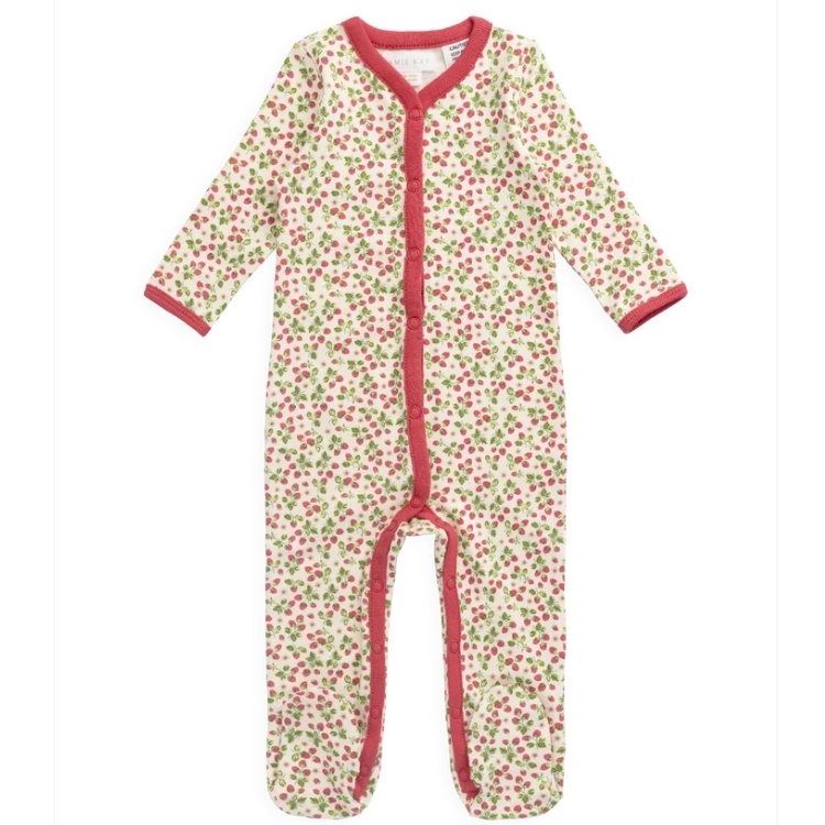 JAMIEKAY 草莓滾邊排釦連身衣 Organic Cotton Murphy Onepiece - Cottage Strawberries