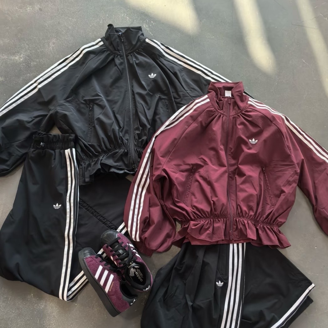 ADIDAS ORIGINALS BLOUSY 漏斗領 裙擺 縮口 運動外套 黑紅 LG4075/LG3959