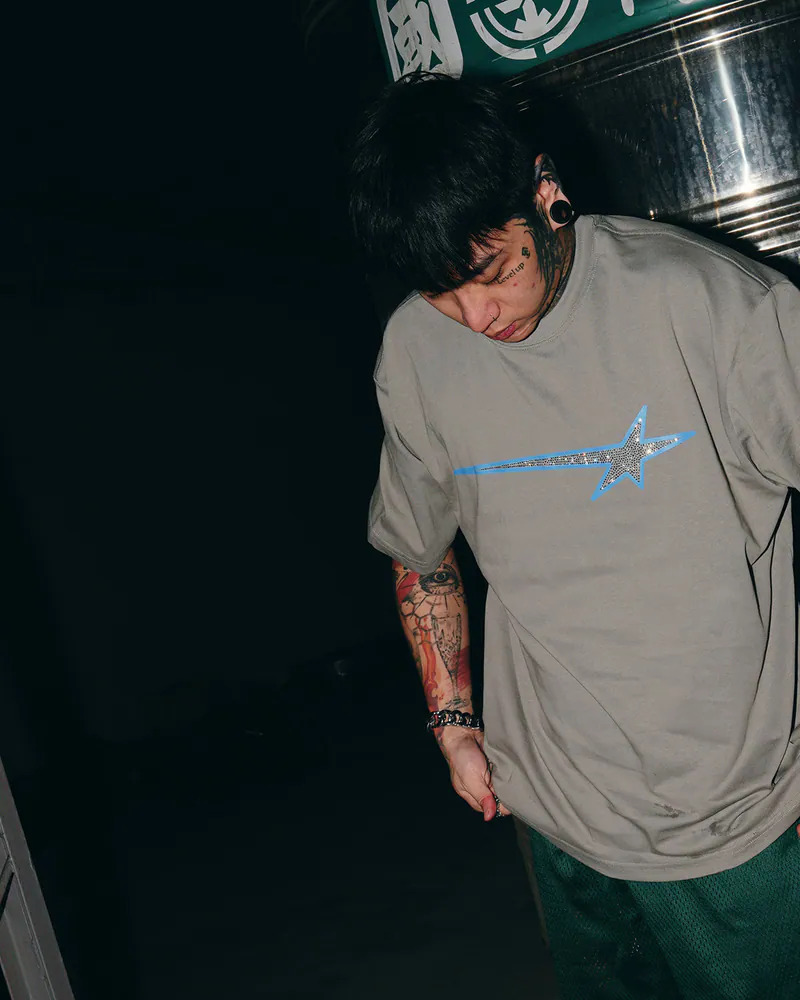 MTA RHINESTONE BOXY T-SHIRT 灰色 黑色 印花 美式 復古 水鑽 BOXY 短袖 短T【M26SDT】