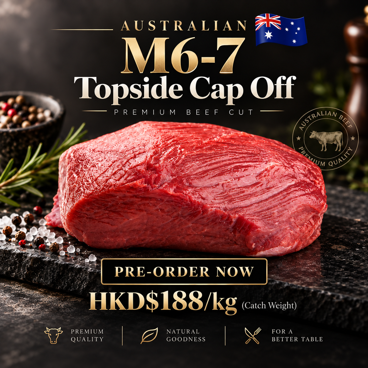 Australian M6-7 Topside Cap Off (Frozen)(Catch Weight)