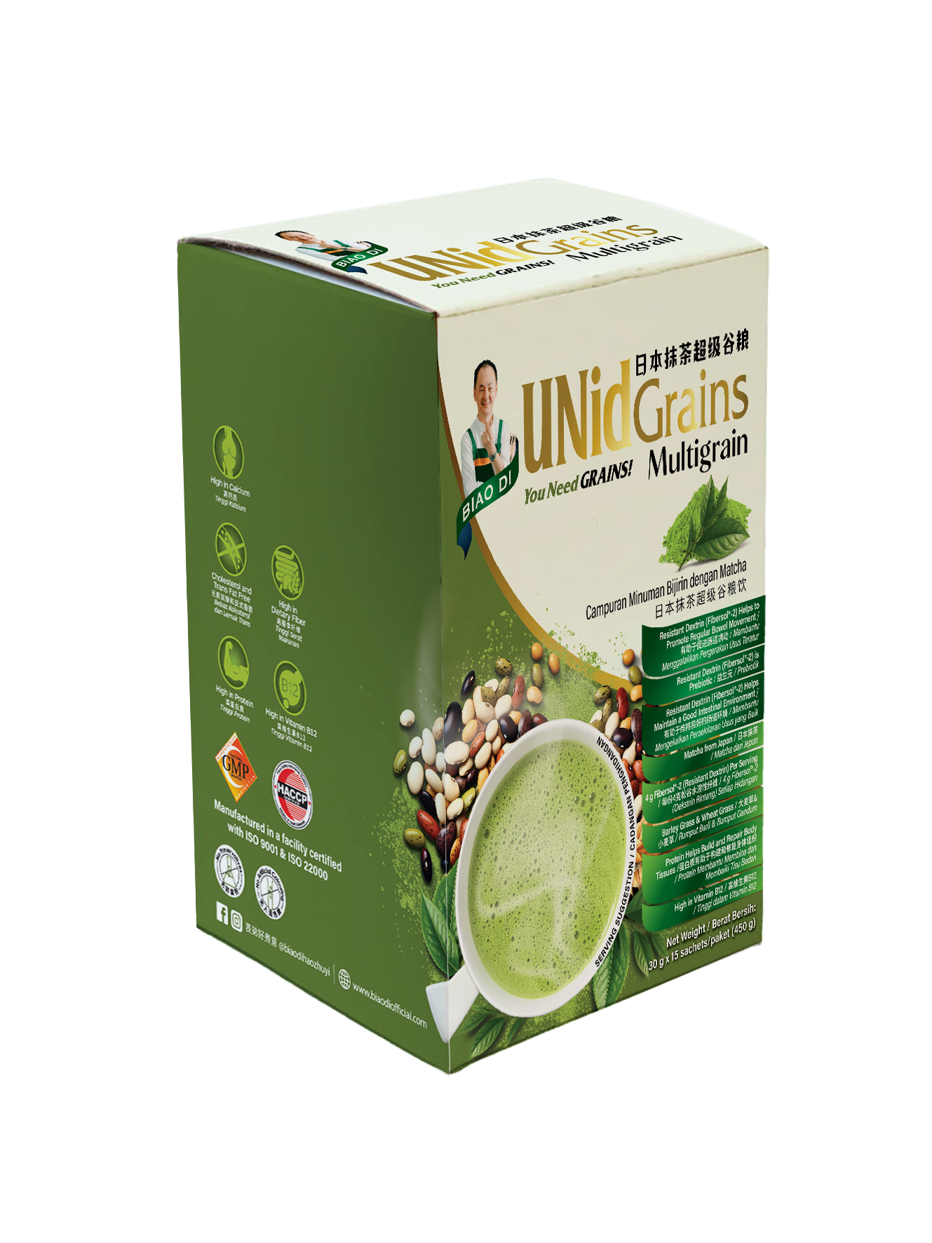 UNidGrains Matcha Multigrain Box 30gx15s