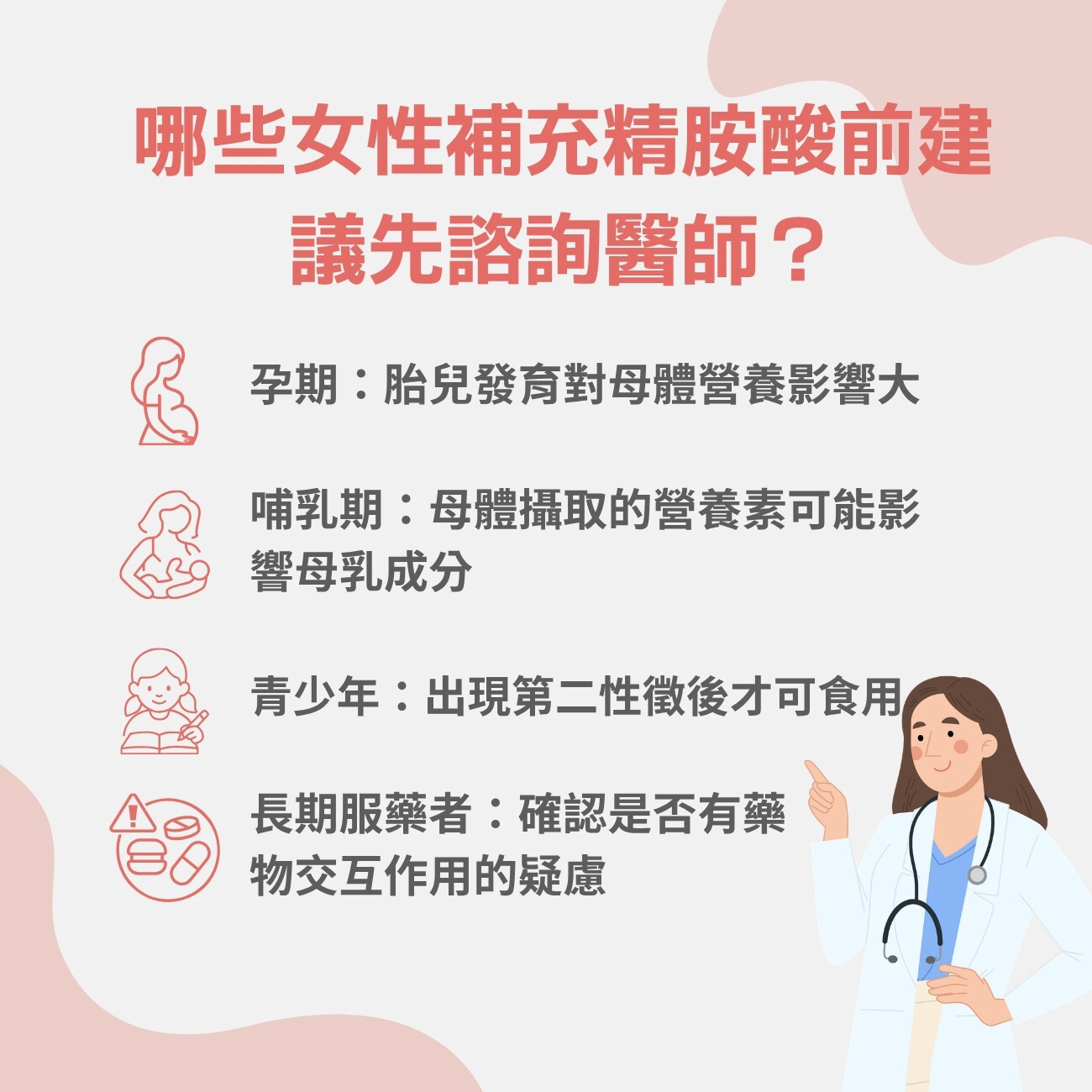 哪些女性補充精胺酸前建議先諮詢醫師?
