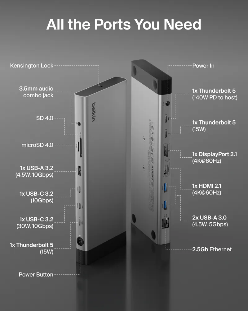 Belkin Connect 14 in 1 Thunderbolt 5 Docking Station |INC031qcSGY