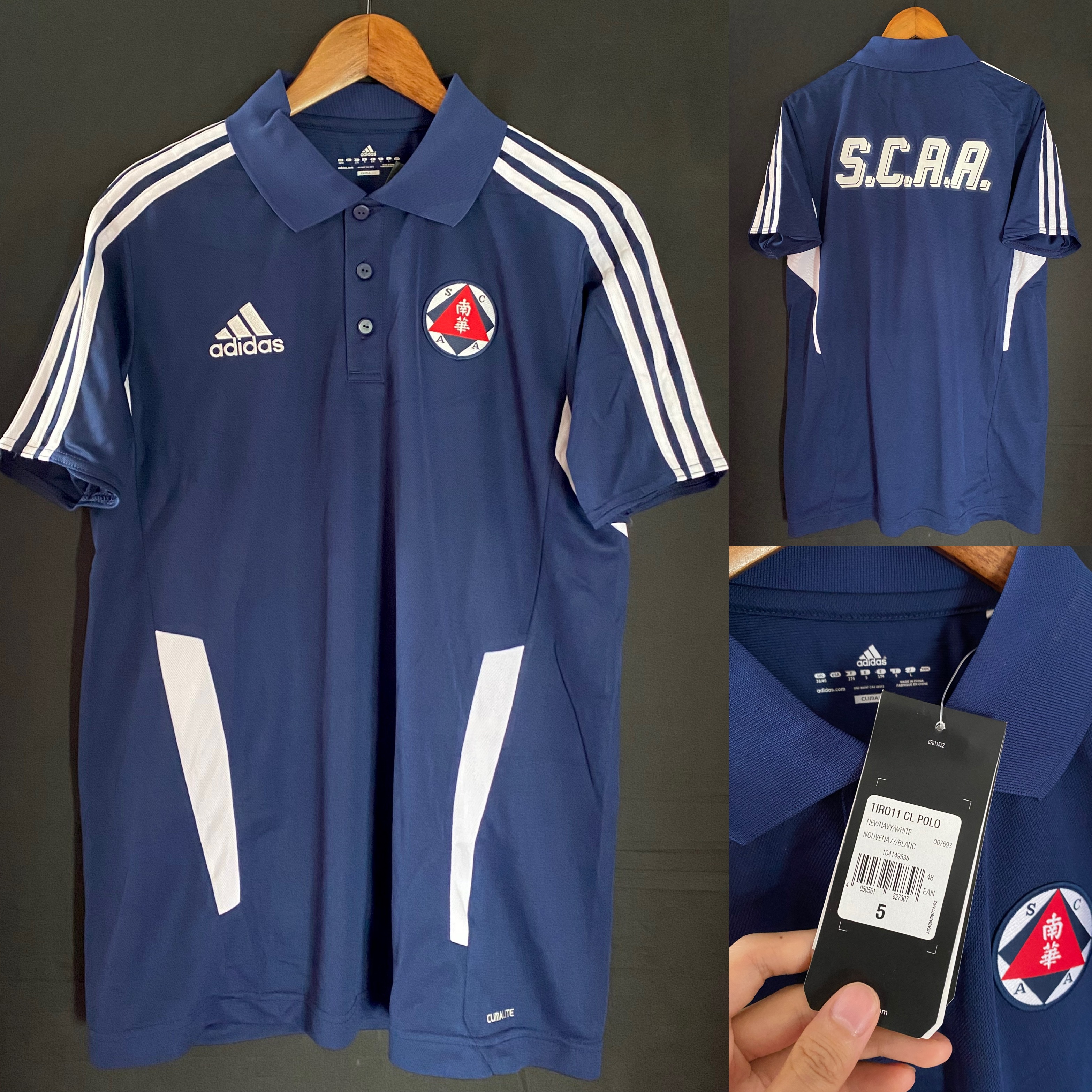 BNWT South China Football Team Adidas Navy Players Polo