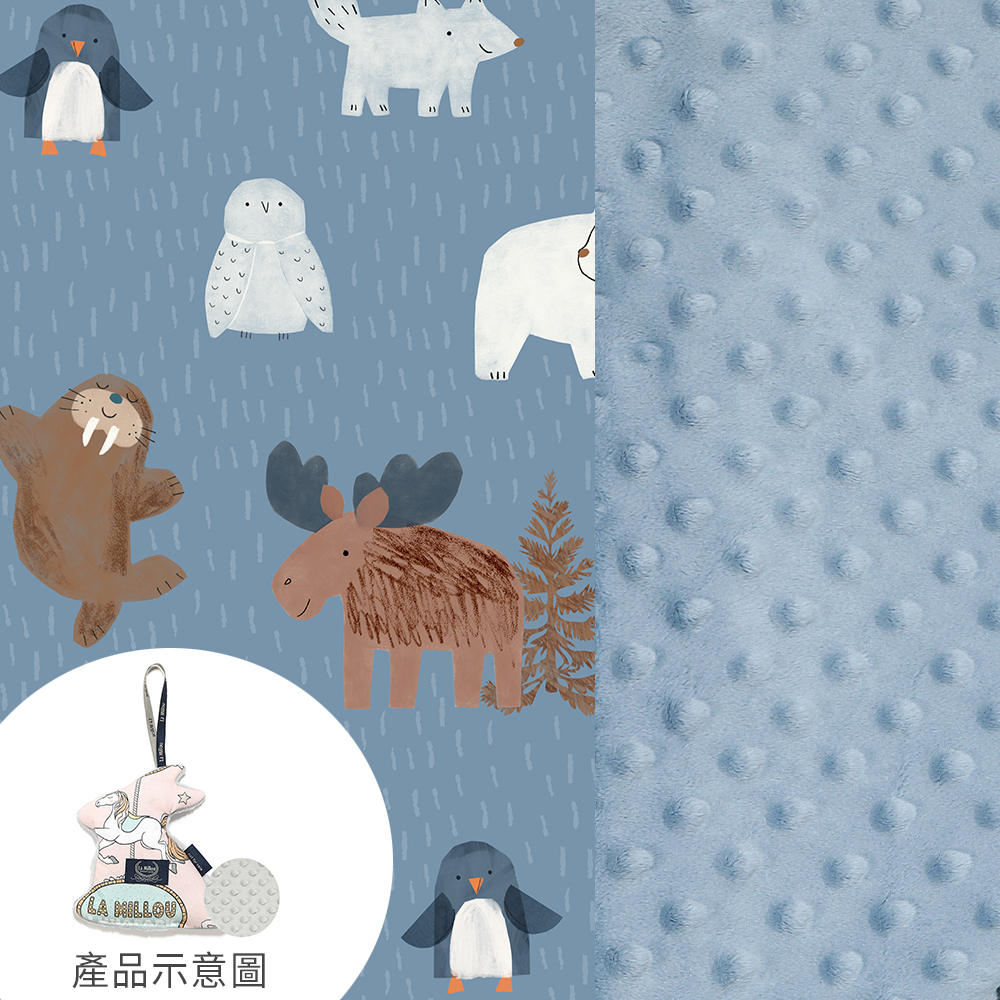 La Millou波蘭 雙面豆豆小玉兔｜北極好朋友(藍底)｜哥倫比亞藍