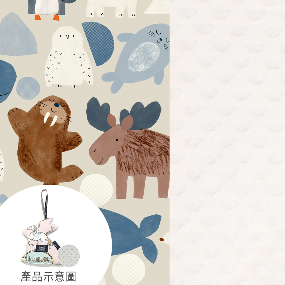 La Millou波蘭 雙面豆豆小玉兔｜北極好朋友(白底)｜雲朵白