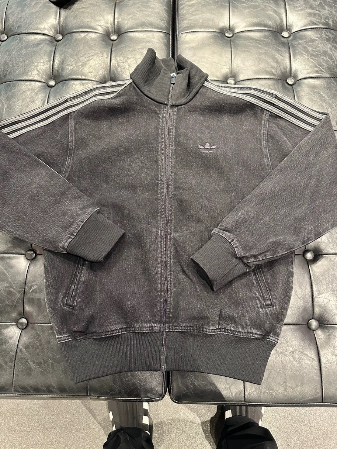ADIDAS FIREBIRD DENIM FB TT 復古立領 炭黑水洗 丹寧牛仔 外套
