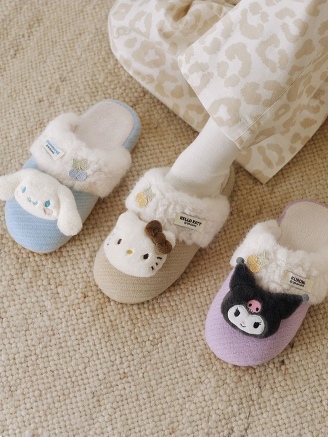 正版授權 SANRIO 三麗鷗 毛絨 居家棉拖鞋