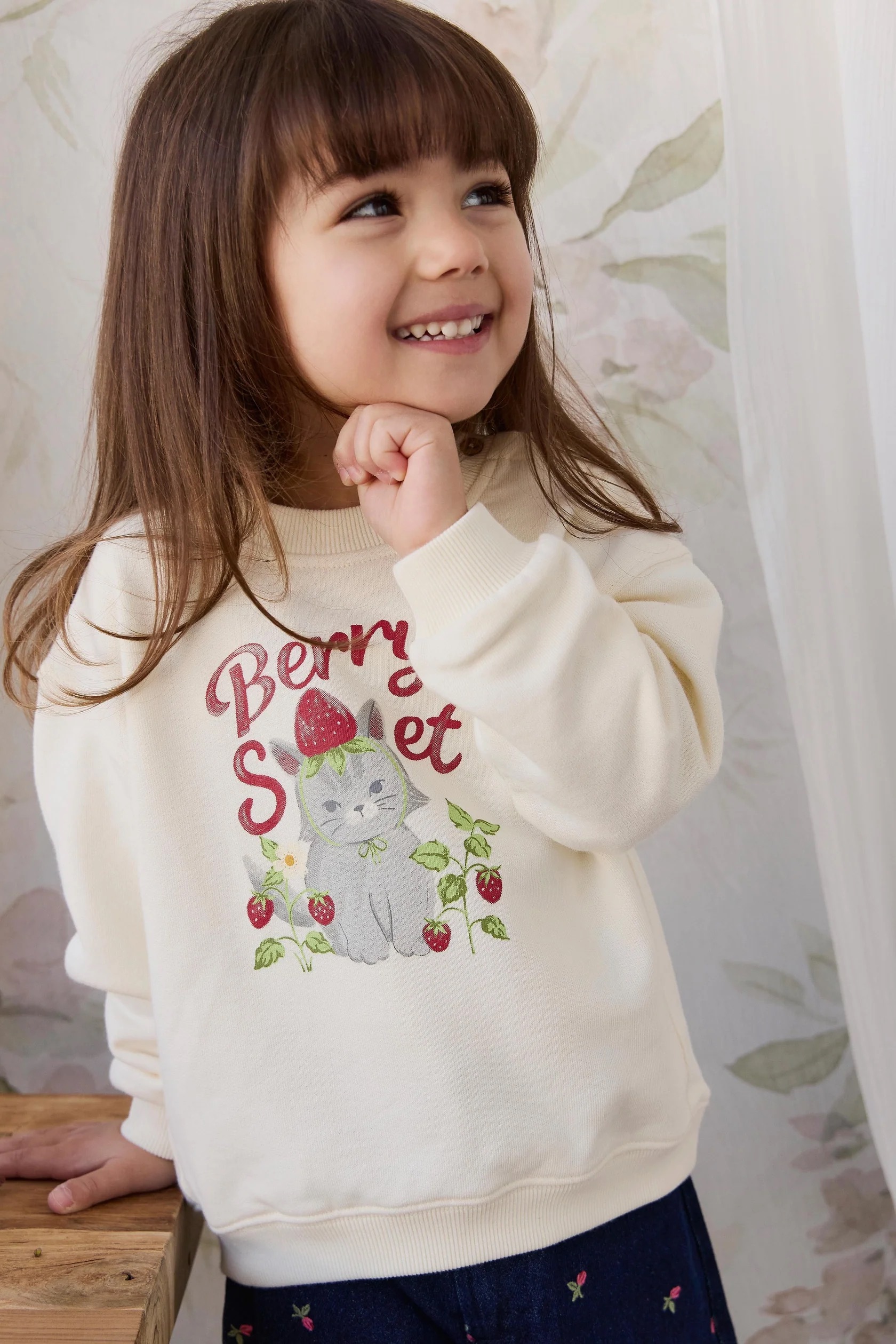 【預購】JAMIE KAY - Organic Cotton Rhea Sweatshirt（Berry Cat Egret）