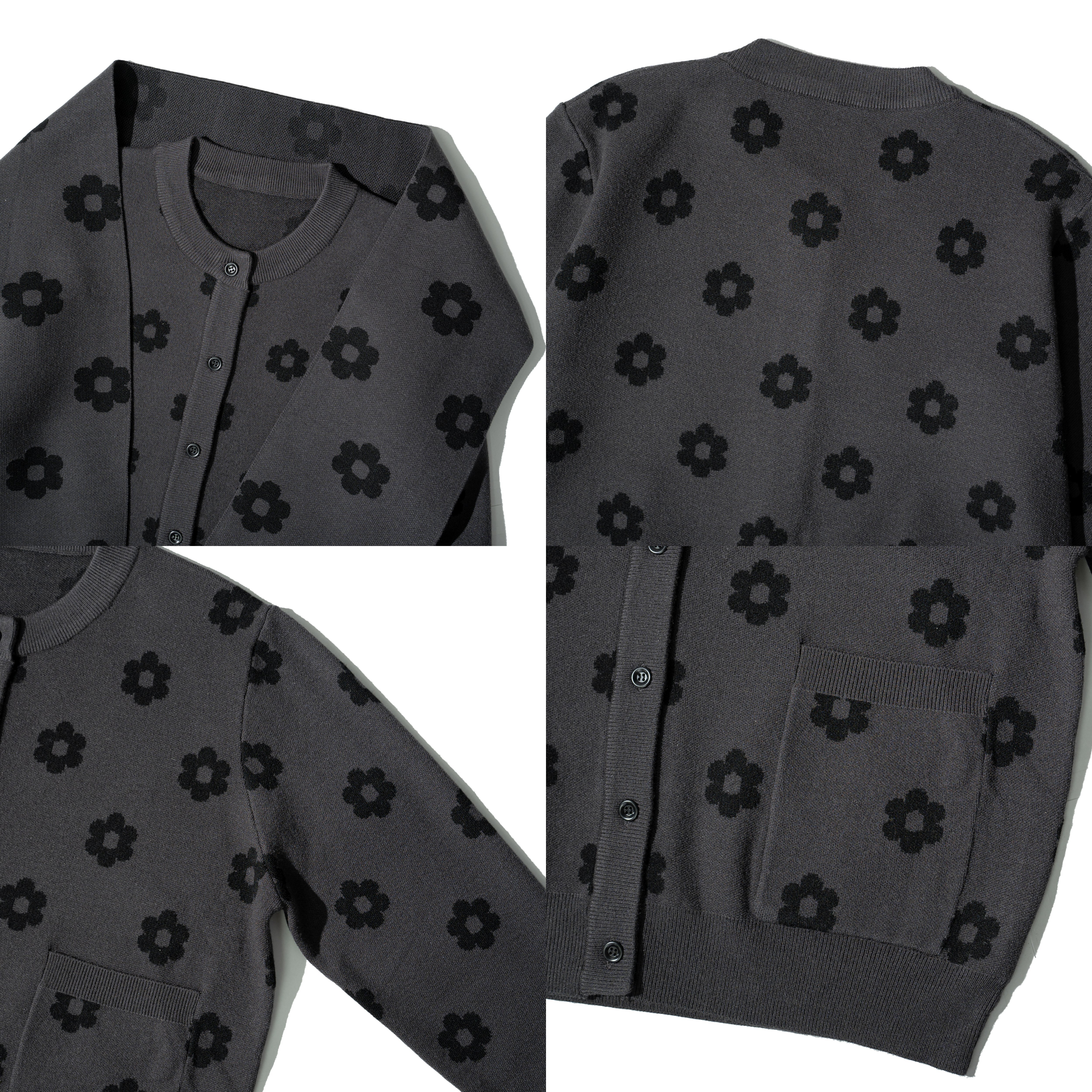 MIAO Flowers Knit Jacket 女裝 附圍巾 小花針織外套 [M-KN5]