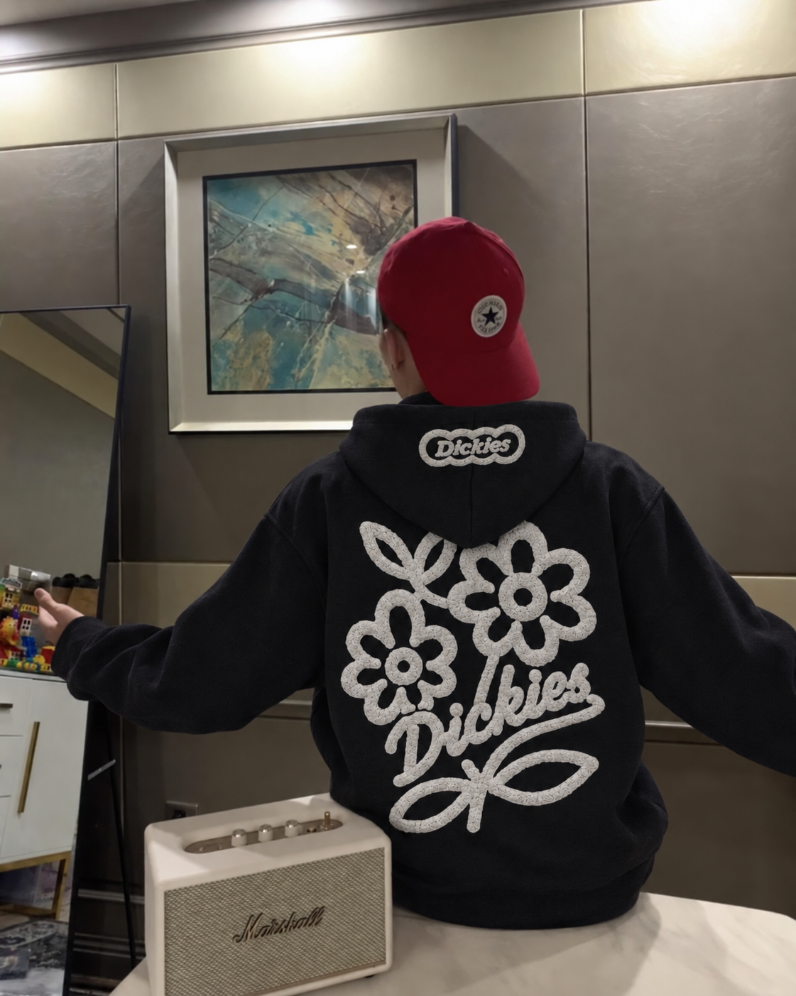 Dickies 美式 復古 背花卉 帽T
