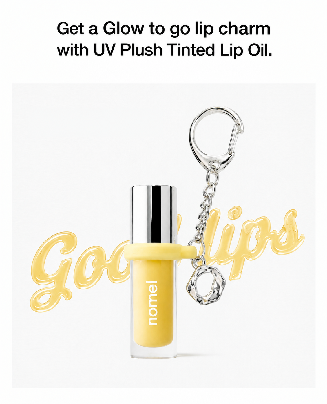 nomel UV Plush Tinted Lip Oil before and after comparison and application method