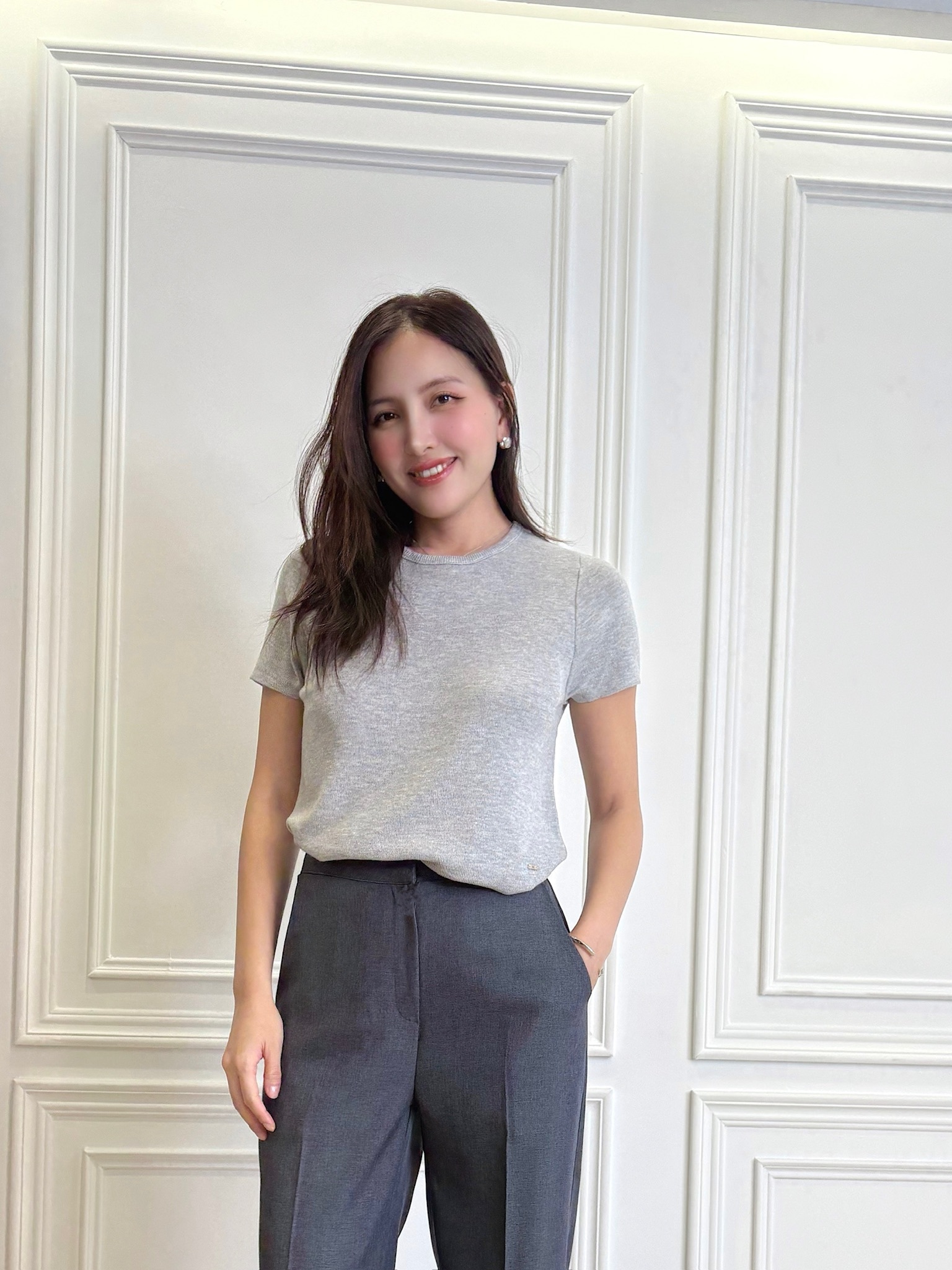 黑滾邊披肩假兩件針織衫