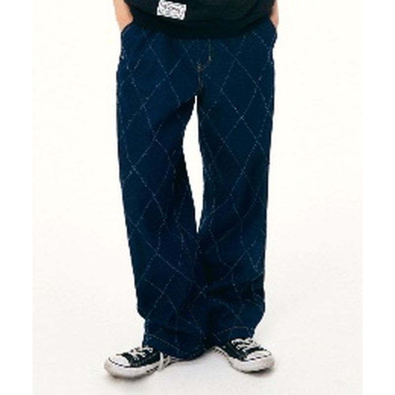 KOR-CCG0911-083 格紋牛仔褲 靛藍色 VSW Check Denim Pants Indigo Blue (B19M/B19L/B19XL)