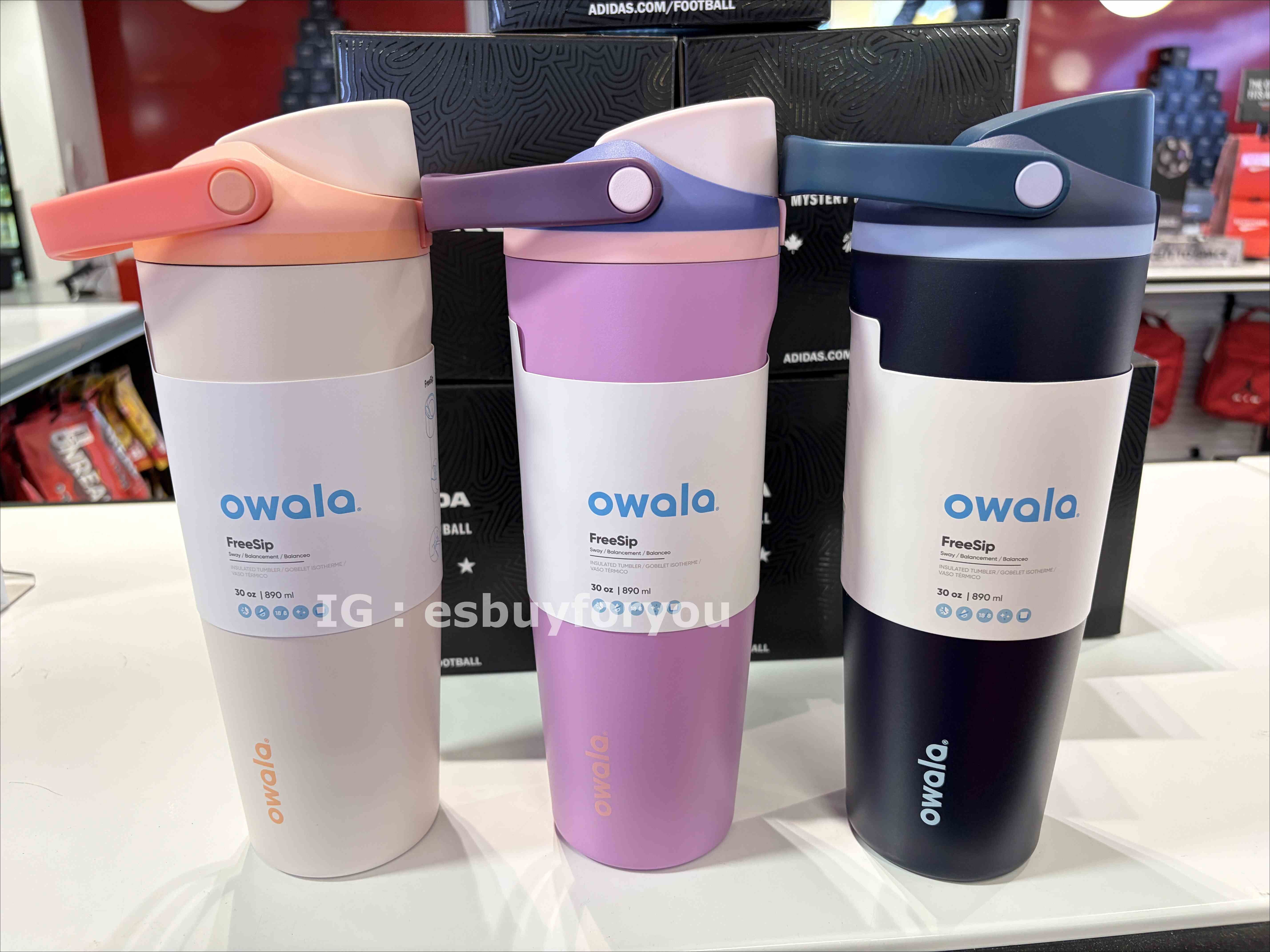 Owala(30oz 890ml) 手提款 不鏽鋼 Sway FreeSip 水壺 (內有吸管) (多色)